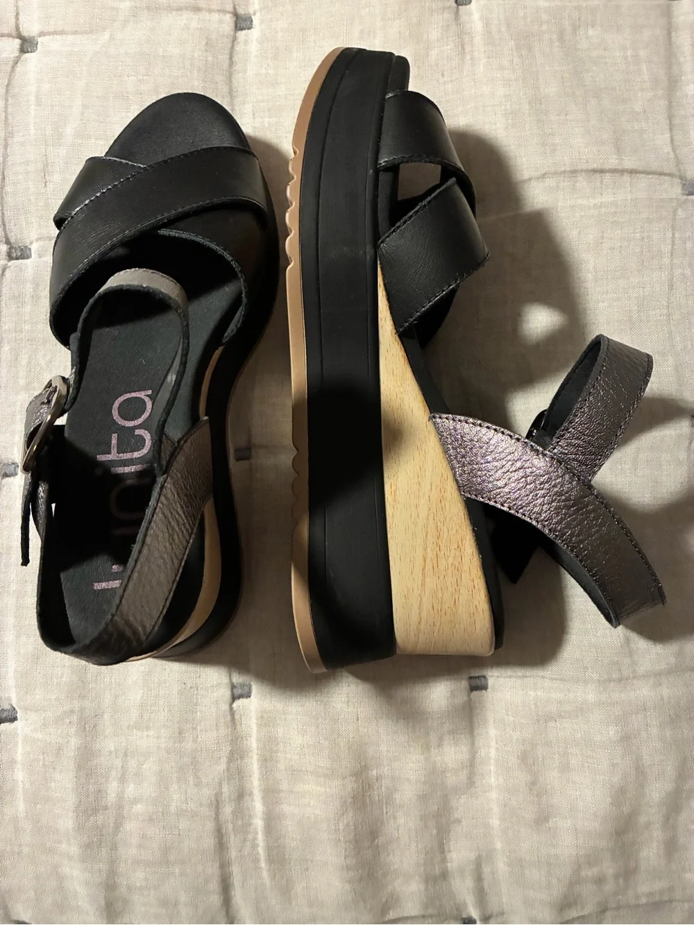 Unisa Black Cross-Strap Ankle-Sling Sandals with Buckle